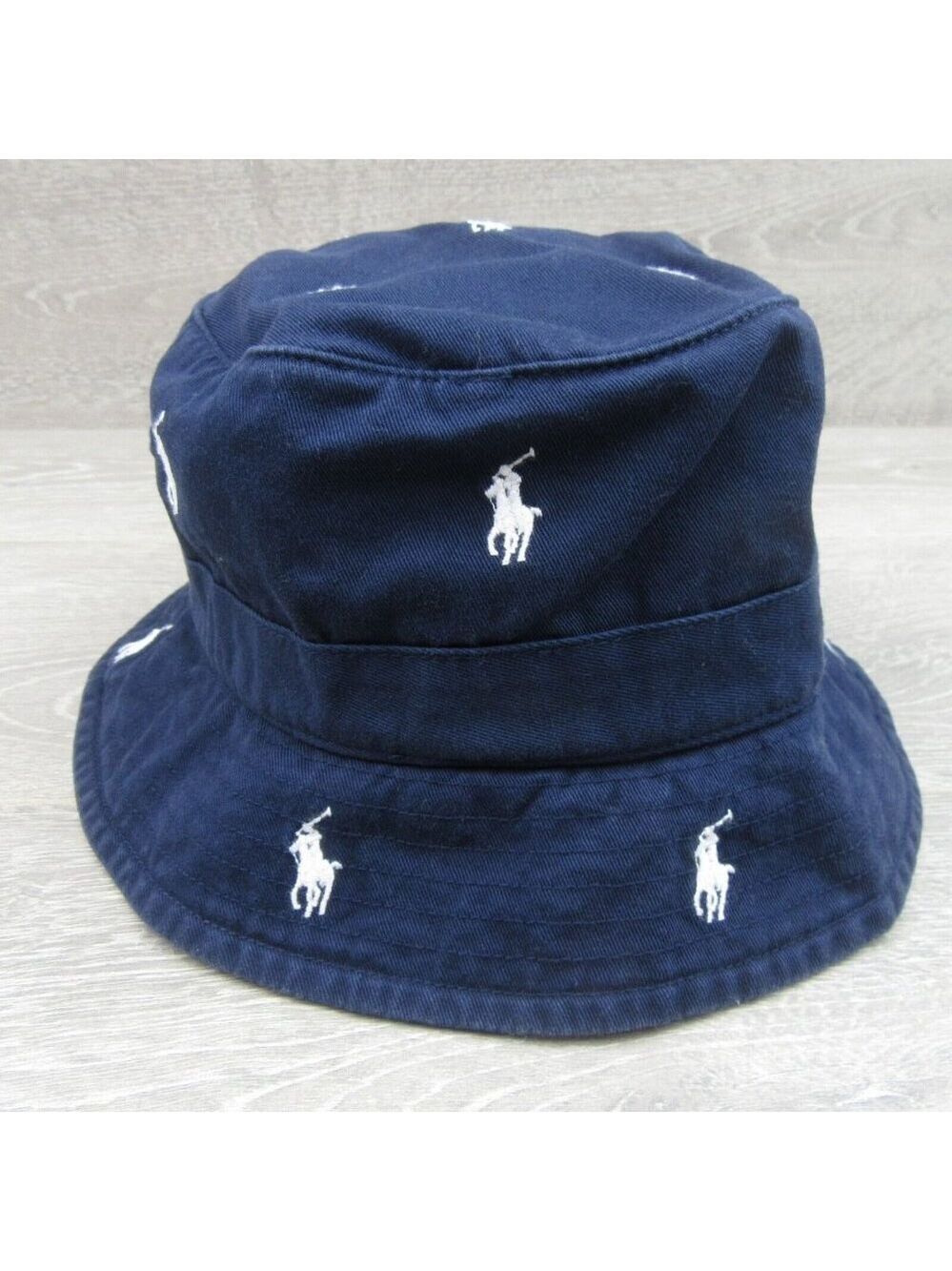 Polo Ralph Lauren Embroidered Pony Bucket Hat Adult Size S/M Navy Blue White NEW - Picture 5 of 12